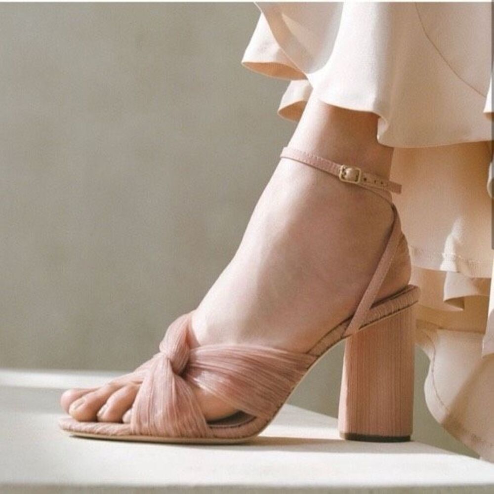 Loeffler Randall Reed Beauty Pleated Twist Heels Size 7 Blush Pink $325.00 - Picture 2 of 8